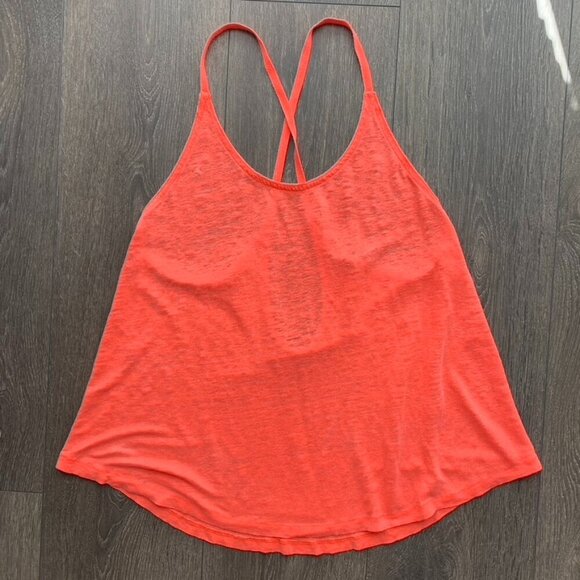 Aritzia Wilfred Free Tank Top Cropped Bright neon orange flowy Burnout Size XS - Picture 4 of 11
